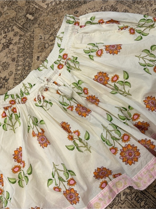 Old Navy Pants - Old Navy White Tiered Skirt with Green and Orange Floral Print